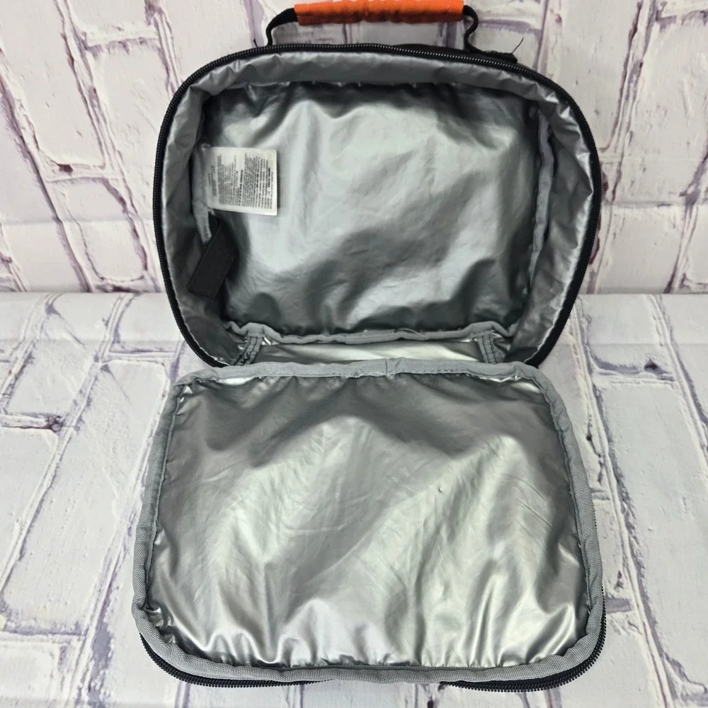 Nike Just Do It Lunch Bag Box Tote Black Orange Cold Insulated Sz L‎ School Work